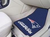 New England Patriots Front Carpet Car Mat Set - 2 Pieces, 2015 Super Bowl XLIX Champions, 17686