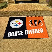 NFL House Divided - Steelers / Bengals House Divided Rug - 34 in. x 42.5 in. - House Divided, 18687