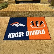 NFL House Divided - Broncos / Bengals House Divided Rug - 34 in. x 42.5 in. - House Divided, 19295