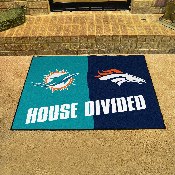 NFL House Divided - Dolphins / Broncos House Divided Rug - 34 in. x 42.5 in. - House Divided, 19673