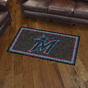 Miami Marlins 3ft. x 5ft. Plush Area Rug - M Marlin Cap Logo & Wordmark, 19809