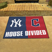 MLB House Divided - Yankees / Guardians House Divided House Divided Rug - 34 in. x 42.5 in., 20350