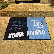 MLB House Divided - Marlins / Rays House Divided Rug - 34 in. x 42.5 in., 20401