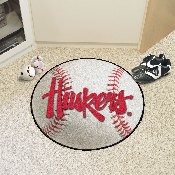 Nebraska Cornhuskers Baseball Rug - 27in. Diameter, 