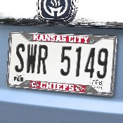 Kansas City Chiefs Chrome Metal License Plate Frame, 6.25in x 12.25in, 21376