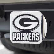 Green Bay Packers Chrome Metal Hitch Cover with Chrome Metal 3D Emblem, 21524