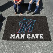 Miami Marlins Man Cave Ulti-Mat Rug - 5ft. x 8ft. - M Marlin Cap Logo - Black, 22430
