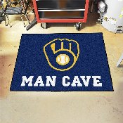 Milwaukee Brewers Man Cave All-Star Rug - 34 in. x 42.5 in. - MB Glove Cap Logo, 22432