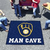 Milwaukee Brewers Man Cave Tailgater Rug - 5ft. x 6ft. - MB Glove Cap Logo, 22433