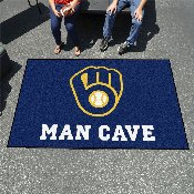 Milwaukee Brewers Man Cave Ulti-Mat Rug - 5ft. x 8ft. - MB Glove Cap Logo, 22434
