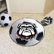 Georgia Bulldogs Soccer Ball Rug - 27in. Diameter - New Bulldog Head Logo, 22873