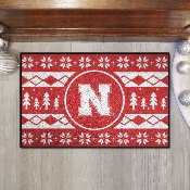 Nebraska Cornhuskers Holiday Sweater Starter Mat Accent Rug - 19in. x 30in., 25845