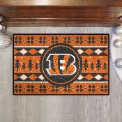 Cincinnati Bengals Holiday Sweater Starter Mat Accent Rug - 19in. x 30in. - Striped B Primary Logo, 26196