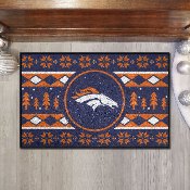 Denver Broncos Holiday Sweater Starter Mat Accent Rug - 19in. x 30in. - Bronco Head Primary Logo, 26199
