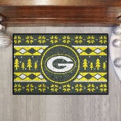 Green Bay Packers Holiday Sweater Starter Mat Accent Rug - 19in. x 30in. - Oval G Primary Logo, 26201