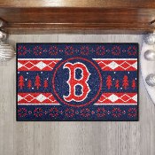 Boston Red Sox Holiday Sweater Starter Mat Accent Rug - 19in. x 30in. - B Cap Logo, 26392