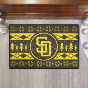 San Diego Padres Holiday Sweater Starter Mat Accent Rug - 19in. x 30in. - SD Primary Cap Logo, 26411