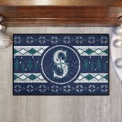 Seattle Mariners Holiday Sweater Starter Mat Accent Rug - 19in. x 30in. - S Cap Logo - Navy, 26413