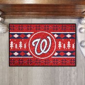 Washington Nationals Holiday Sweater Starter Mat Accent Rug - 19in. x 30in. - W Cap Logo, 26418