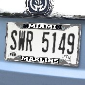 Miami Marlins Chrome Metal License Plate Frame, 6.25in x 12.25in, 26627