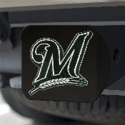 Milwaukee Brewers Black Metal Hitch Cover with Metal Chrome 3D Emblem, 26631