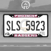 Wisconsin Badgers Metal License Plate Frame Black Finish, 31292