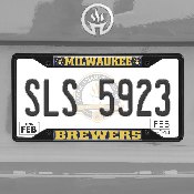 Milwaukee Brewers Metal License Plate Frame Black Finish, 31311