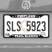 Portland Trail Blazers Metal License Plate Frame Black Finish, 31339