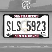 San Francisco 49ers Metal License Plate Frame Black Finish, 31372