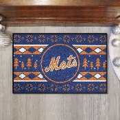New York Mets Holiday Sweater Starter Mat Accent Rug - 19in. x 30in. - 