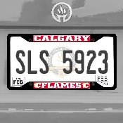 Calgary Flames Metal License Plate Frame Black Finish