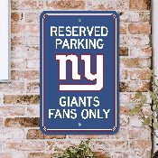 New York Giants Team Color Reserved Parking Sign Dcor 18in. X 11.5in. Lightweight, 32172