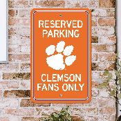 Clemson Tigers Team Color Reserved Parking Sign Dcor 18in. X 11.5in. Lightweight, 32188
