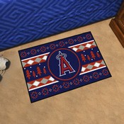 Los Angeles Angels Holiday Sweater Starter Mat Accent Rug - 19in. x 30in. - A Primary Cap Logo - Navy, 32403