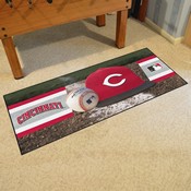 Cincinnati Reds Baseball Runner Rug - 30in. x 72in. - C Cap Logo, 32441