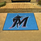 Miami Marlins All-Star Rug - 34 in. x 42.5 in. - M Marlin Cap Logo - Blue, 32770