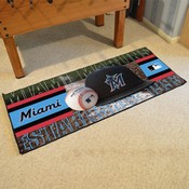 Miami Marlins Baseball Runner Rug - 30in. x 72in. - M Marlin Cap Logo - Blue, 32772