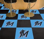 Miami Marlins Team Carpet Tiles - 45 Sq Ft. With Logo on Teal, 32774