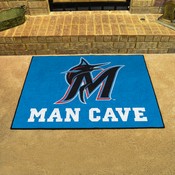 Miami Marlins Man Cave All-Star Rug - 34 in. x 42.5 in. - M Marlin Cap Logo - Blue, 32776