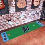 Miami Marlins Putting Green Mat - 1.5ft. x 6ft. - M Marlin Cap Logo & Wordmark, 32781