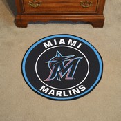 Miami Marlins Roundel Rug - 27in. Diameter - M Marlin Cap Logo - Black, 32782