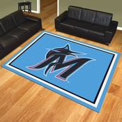 Miami Marlins 8ft. x 10 ft. Plush Area Rug - M Marlin Cap Logo - Blue, 32784