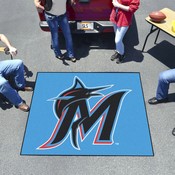 Miami Marlins Tailgater Rug - 5ft. x 6ft. - M Marlin Cap Logo - Blue, 32789