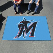 Miami Marlins Ulti-Mat Rug - 5ft. x 8ft. - M Marlin Cap Logo - Blue, 32790