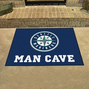 Seattle Mariners Man Cave All-Star Rug - 34 in. x 42.5 in. - Circular Mariners Primary Logo, 32819