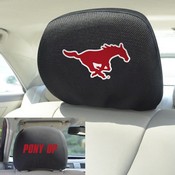 SMU Mustangs Embroidered Head Rest Cover Set - 2 Pieces, 33851