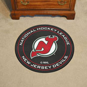 NHLRETRO New Jersey Devils Hockey Puck Rug - 27in. Diameter, 35547