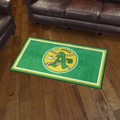 Oakland Athletics Plush Area Rug - Retro Collection - Retro Circular A's Logo, AGS-37284