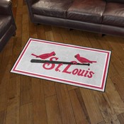 St. Louis Cardinals Plush Area Rug - Retro Collection - Retro Cardinals on Black Bat Logo, AGS-37350