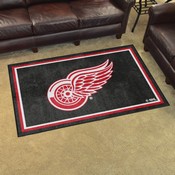 Detroit Red Wings Plush Area Rug Black, AGS-38570